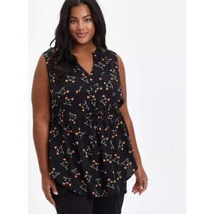 Torrid Black Cat Witchy Moon Celestial Emma Babydoll Challis Tunic Top Women 4X